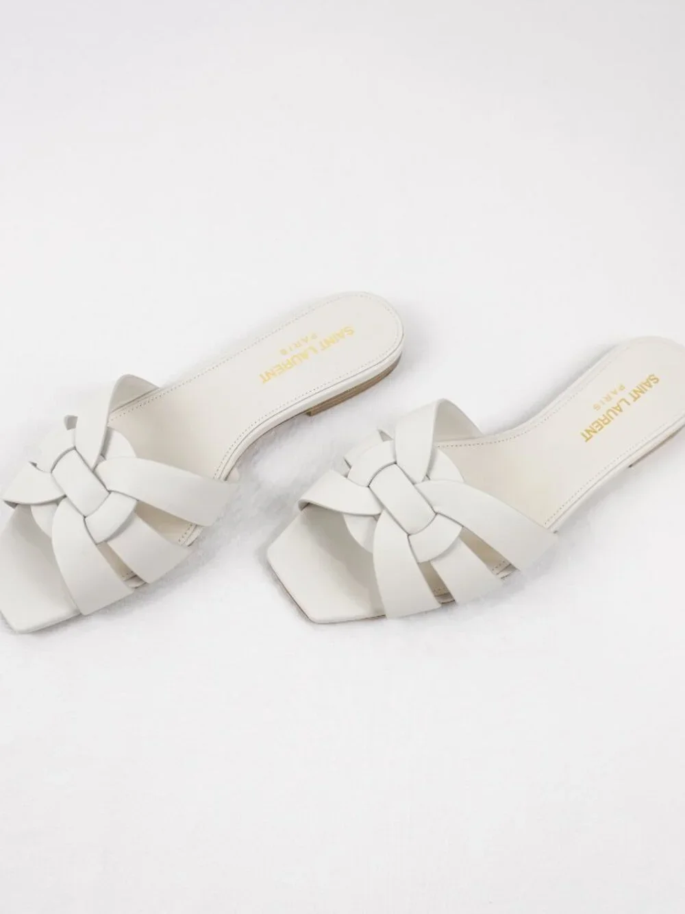 Saint Laurent Tribute Mule Slide-On Sandals In White Leather - Size US 6 (New) - Picture 12 of 14